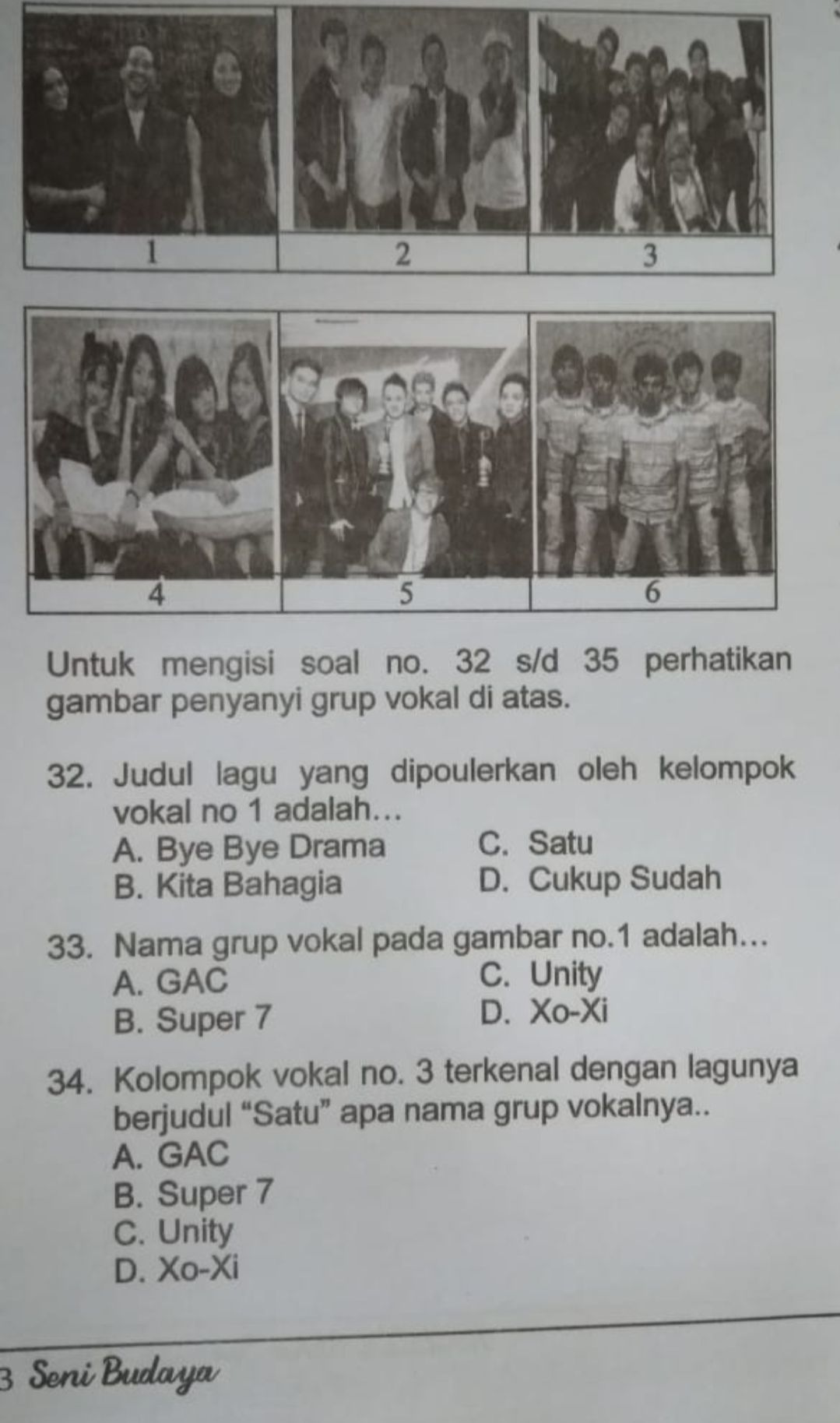 Grup musik dan boyband maupun girlband jadi soal ujian SMP swasta di Kota Serang
