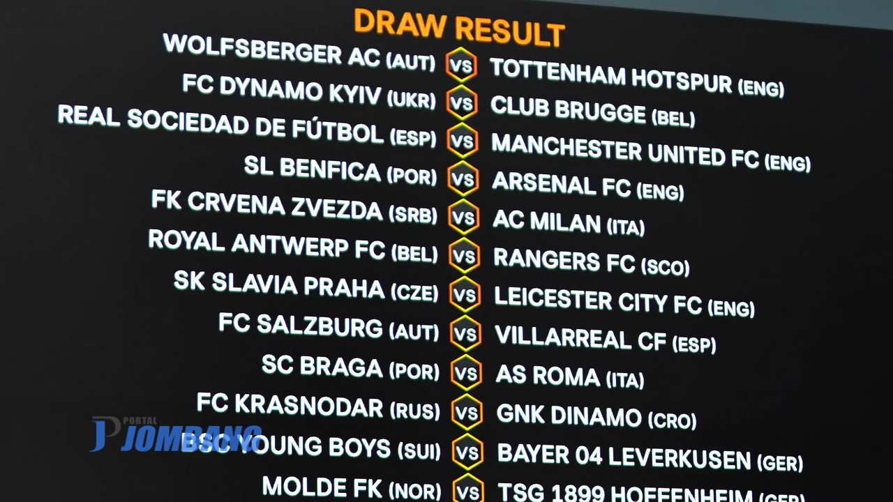 Hasil Drawing Pengundian Babak 32 Besar Liga Eropa Benfica Vs Arsenal Braga Vs Roma Lille Vs Ajax Portal Jombang