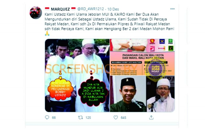 Tangkapan layar hoaks Ustaz Abdul Somad dan Ustaz Tengku Zulkarnain mengundurkan diri jadi ulama.
