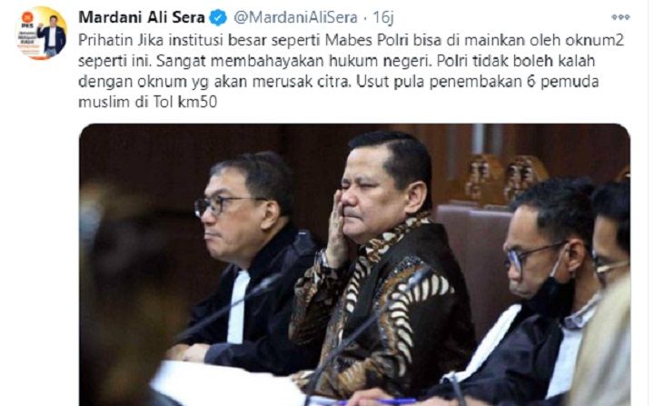 Tangkapan Layar Unggahan Politisi PKS, Mardani Ali Sera.