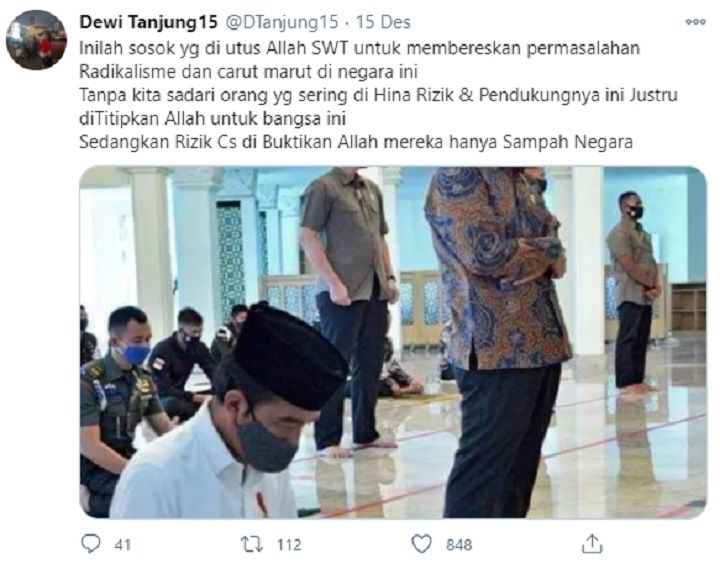 Tangkapan Layar unggahan Dewi Tanjung.