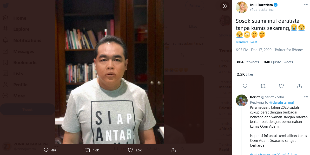 Inul Daratista Kaget Lihat Mas Adam Suseno Tanpa Kumis, Netizen