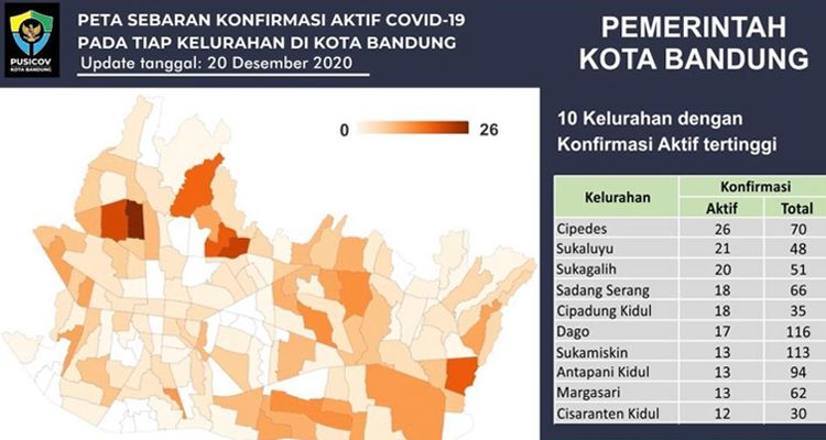 Peta  Sebaran Corona Terbaru  Per Kelurahan di Kota  Bandung 