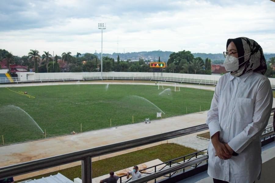 Potret progres renovasi Stadion Purwakarta terkini, Senin 21 Desember 2020.