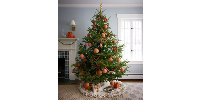 Ilustrasi dekorasi pohon natal.