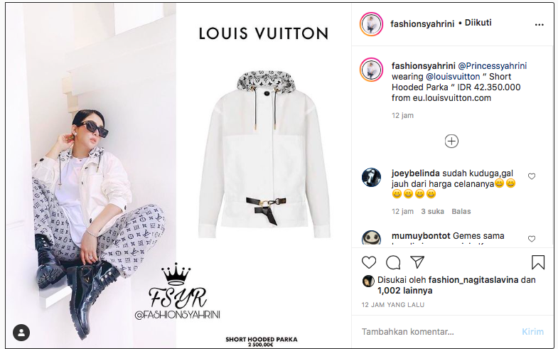 Jaket parka keluaran Louis Vuitton yang dikenakan Syahrini.*