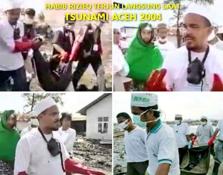 Foto Habib Rizieq dan FPI saat membantu penanganan korban Tsunami Aceh 2004.