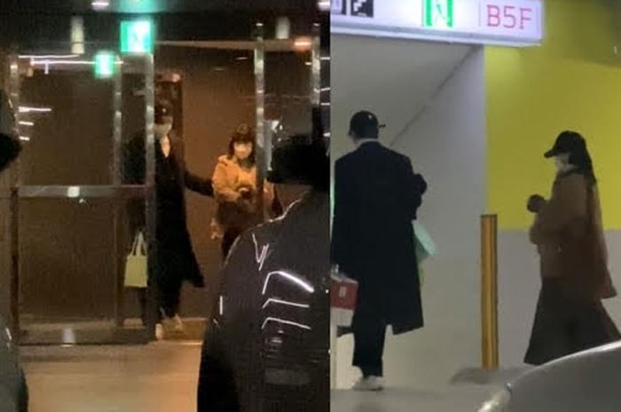 Foto yang diduga Taeyeon dan Ravi keluar dari apartemen bersama.