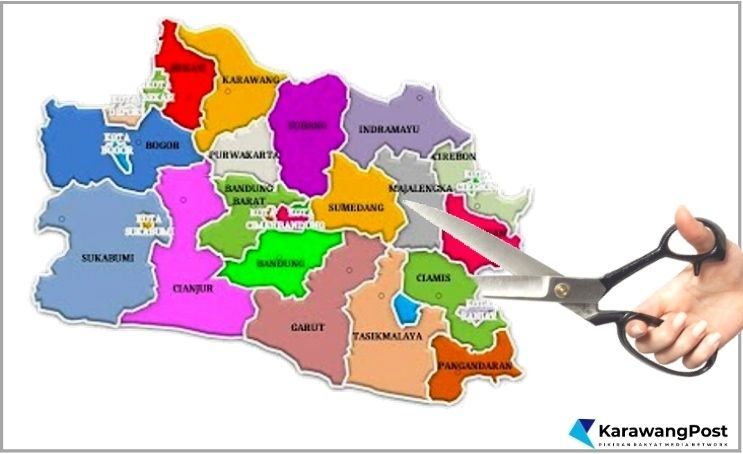 Ilustrasi pemekaran wilayah tiga daerah di Jabar