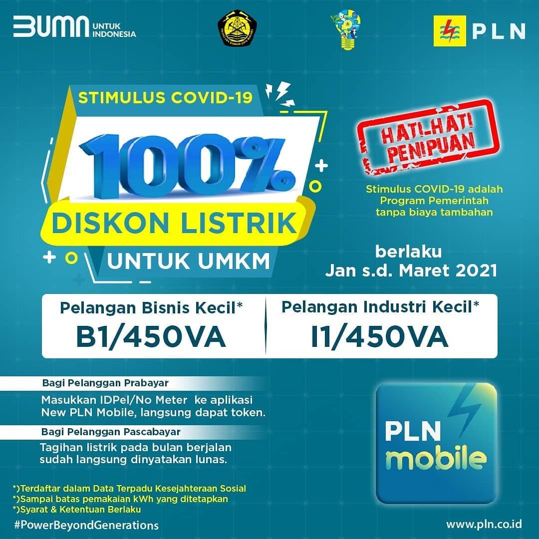Informasi tentang token listrik gratis bantuan pemerintah melalui PLN/Instagram/@pln_id