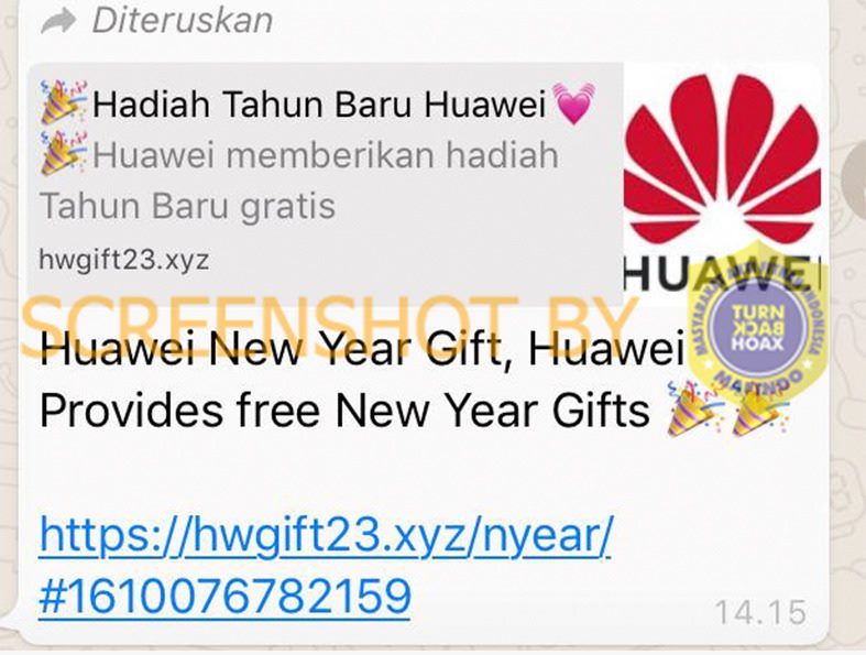 bantahan kabar Huawei membagikan hadiah menyambut tahun baru