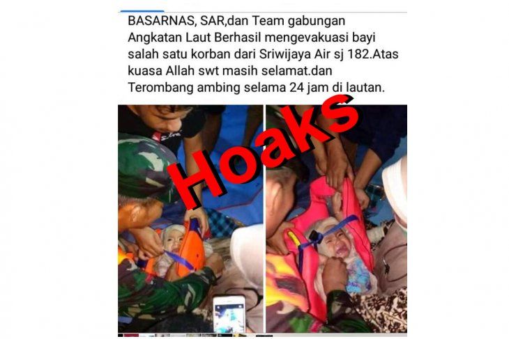 Unggahan hoaks tentang bayi selamat dari kecelakaan pesawat Sriwijaya Air SJ 182.*
