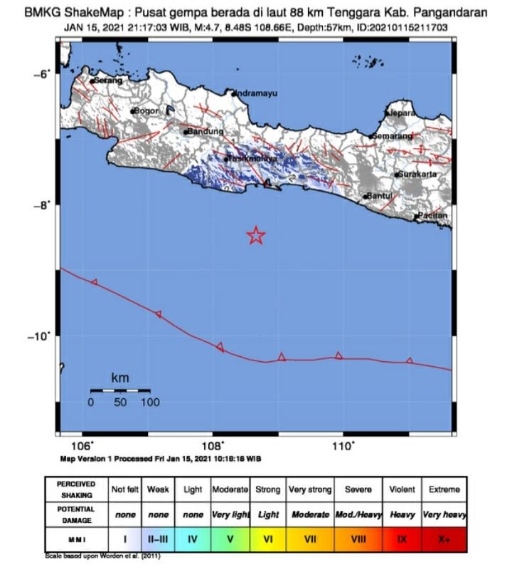 Gempa Magnitudo 4,7 Guncang Pangandaran, Getarannya Terasa Hingga