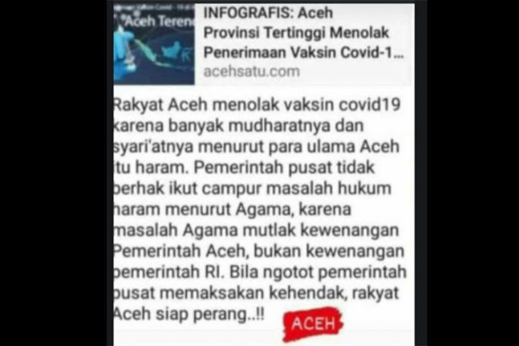 Hoaks Ulama Aceh Haramkan Vaksin Covid-19