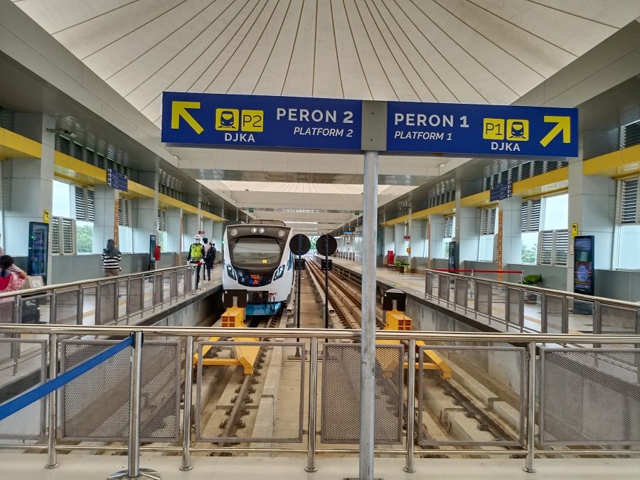 Stasiun Bandara (LRT) di Bandara Sultan Mahmud Badaruddin II Palembang Masih Lengang Penumpang