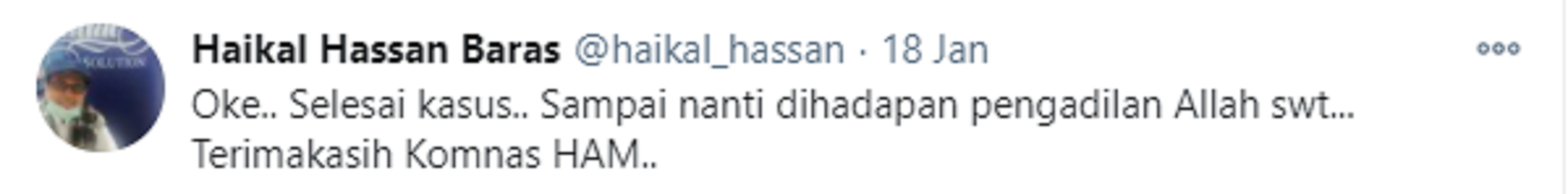 Tangkapan layar unggahan Haikal Hassan. 