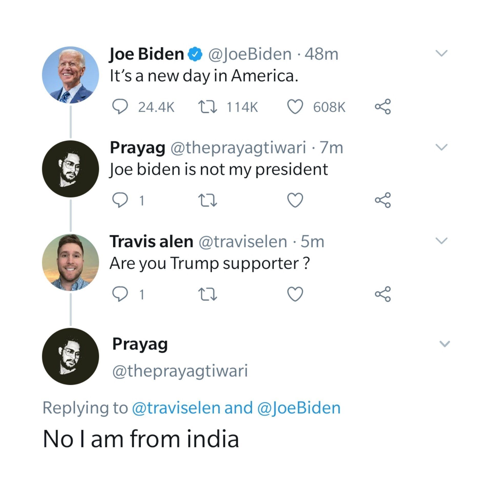 Percakapan Lucu Netizen membalas tweet Joe Biden 