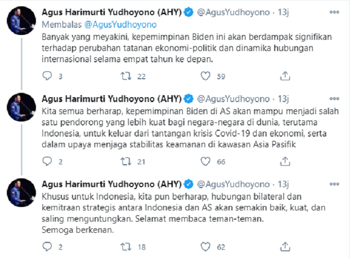 Tangkapan layar unggahan Agus Harimurti Yudhoyono (AHY). 
