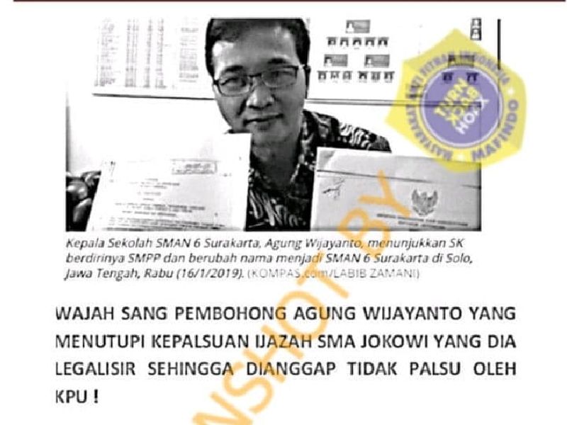 Hoaks kepala sekolah SMPP 44 Surakarta yang disuap Jokowi.