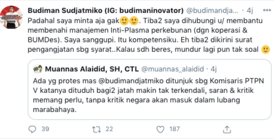 Tanggapan Budiman Sudjatmiko soal tundingan yang menyerang dirinya.*