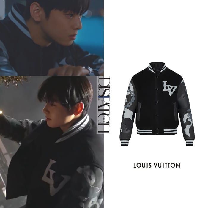 Suho mengenakan jaket Louis Vuitton