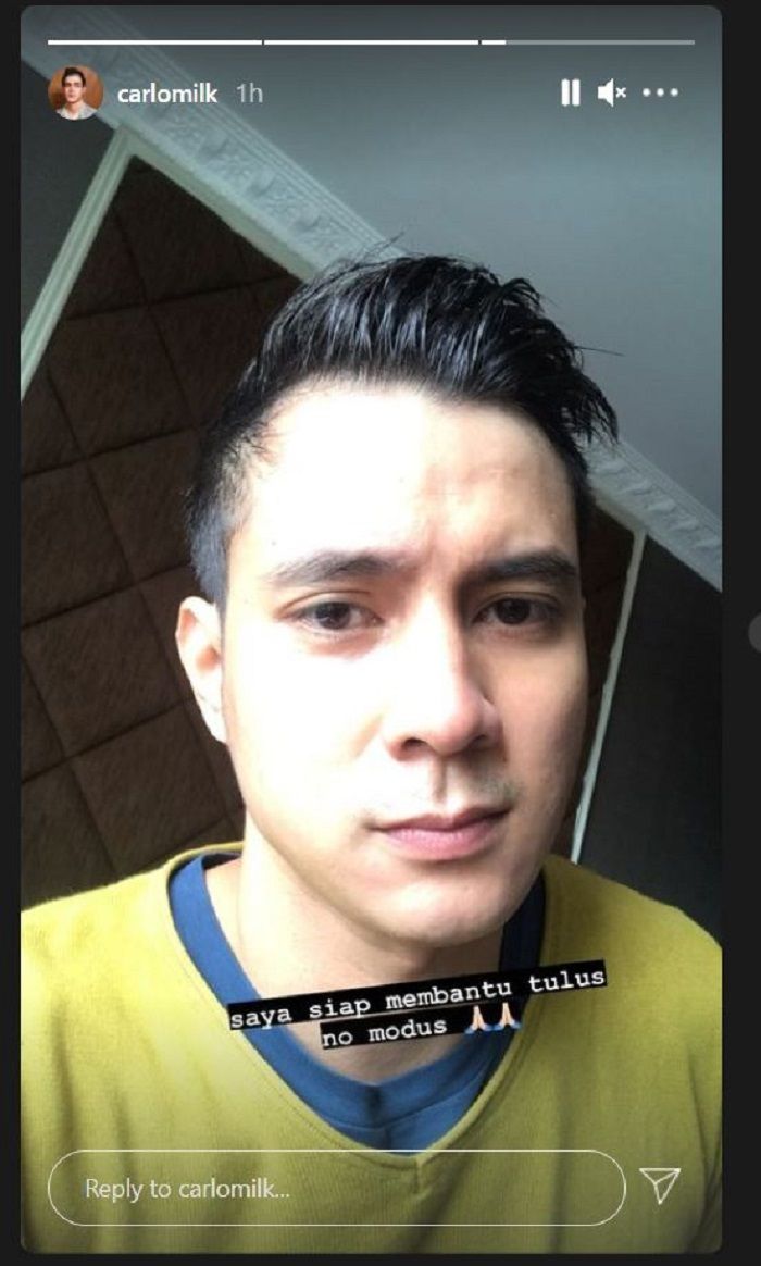 Carlo Milk menuliskan di Instagramnya bahwa ia akan membantu Andin Ikatan Cinta dengan tulus tanpa modus.