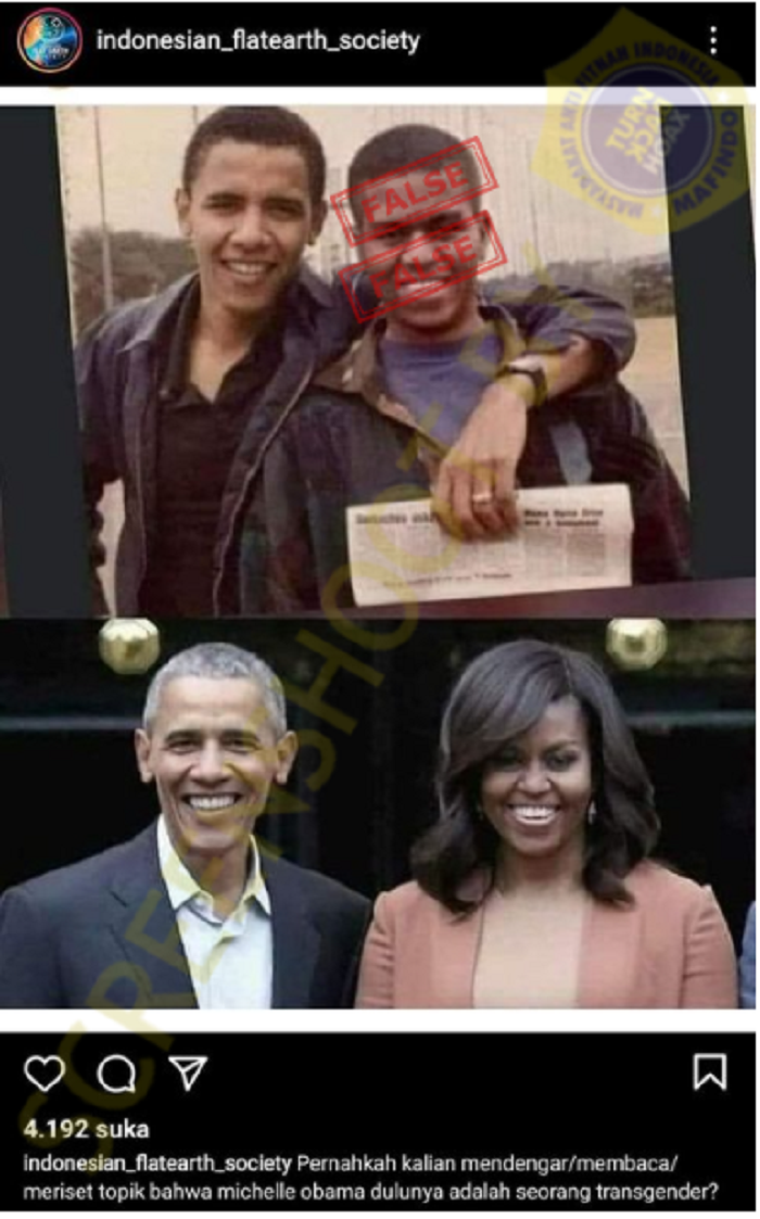 Tangkapan layar hoaks Michelle Obama adalah seorang transgender.
