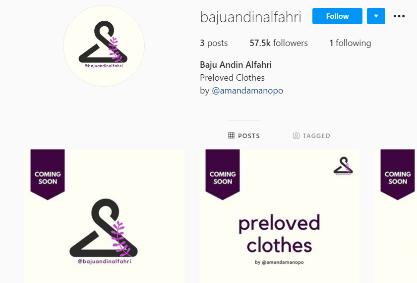 Tangkapan layar instagram penjualan baju bekas Andin Ikatan Cinta