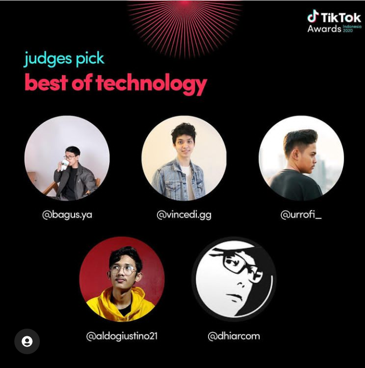Nominasi Kategori Best of Technology TikTok Awards Indonesia 2020