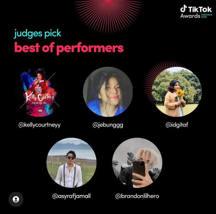 Nominasi kategori Best of Performers TikTok Awards Indonesia 2020