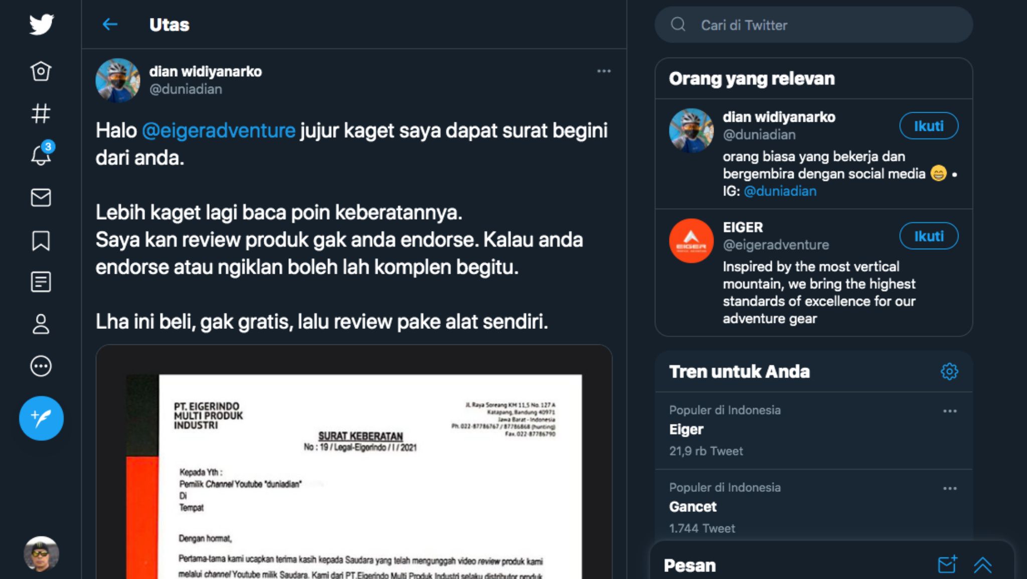 Kronologi Dian Widiyanarko Ditegur Eiger Hingga Menerima Surat Permintaan Maaf Portal Jember
