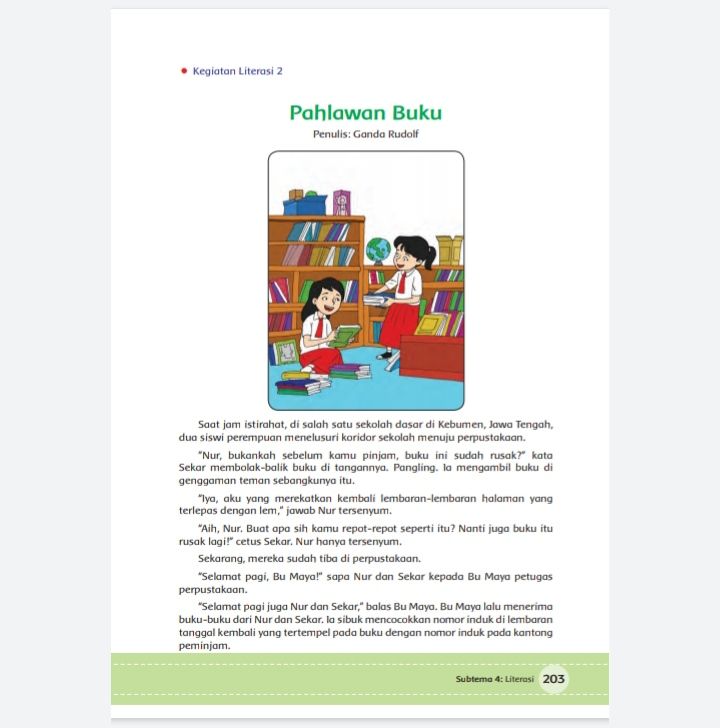 Kunci Jawaban Tema 6 Kelas 5 Halaman 203 204 205 Buku Tematik Subtema Literasi Tentang Tokoh Pahlawan Buku Metro Lampung News