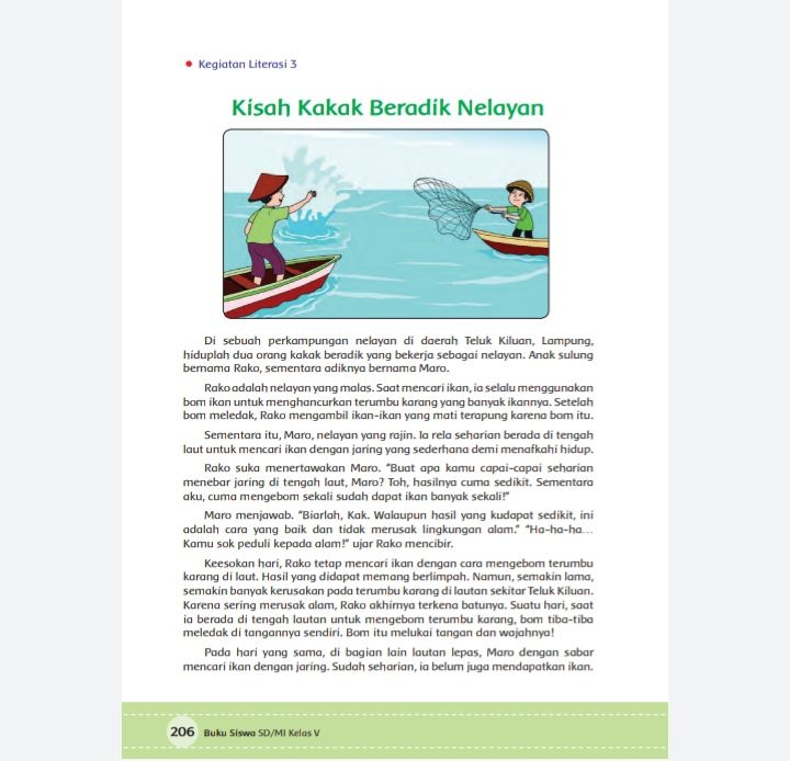 Kunci Jawaban Tema 6 Kelas 5 Halaman 206 207 208 Buku Tematik Subtema Literasi Tentang Nelayan Teluk Kiluan Metro Lampung News