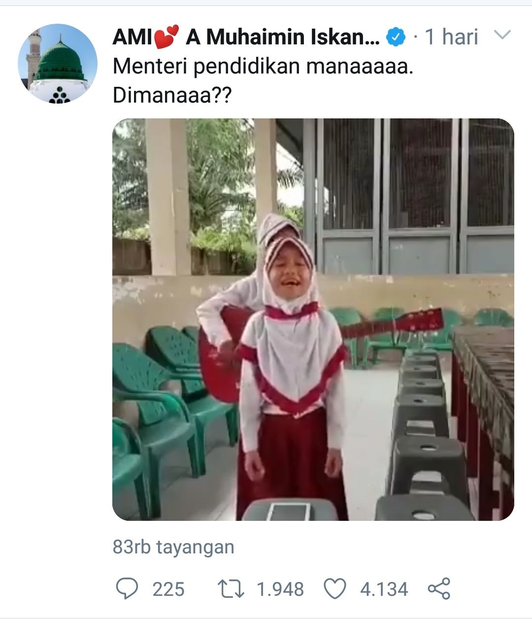 Tangkapan layar Twitter Ketua Umum PKB Muhaimin Iskandar 