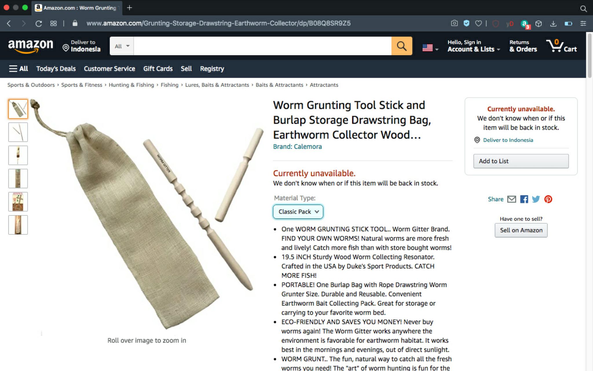 Alat worm gitter dijual di marketplace Amazon.com.
