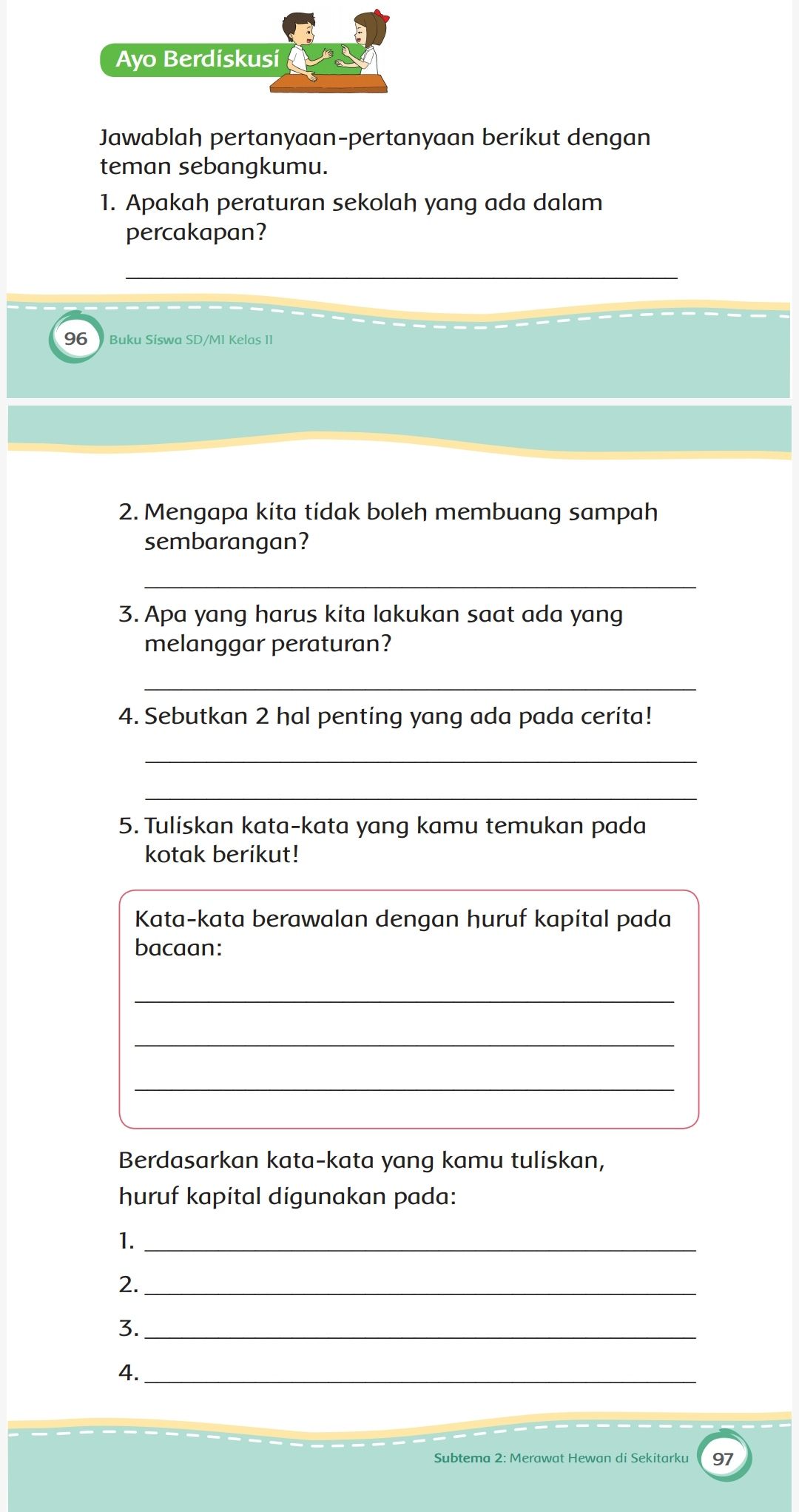 Kunci Jawaban Tema 6 Kelas 2 Halaman 95 96 97 Buku Tematik Subtema 2 Pembelajaran 6 Tentang Peraturan Sekolah Metro Lampung News