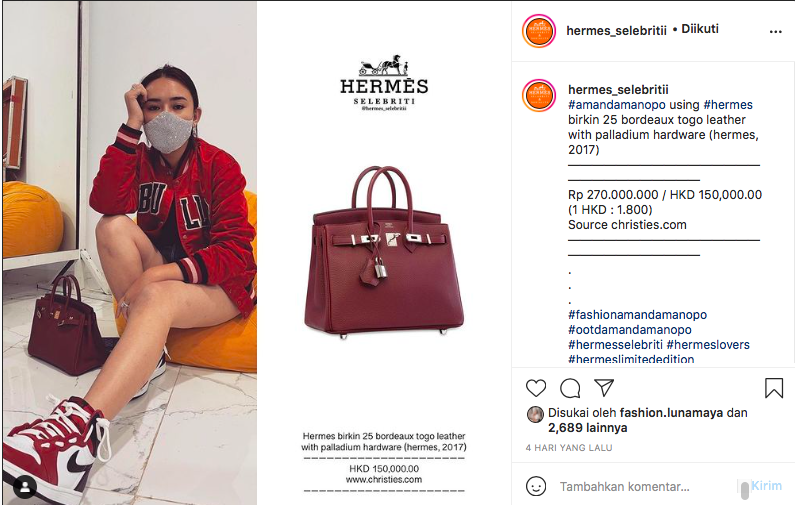 Tas Hermes yang dipakai Amanda Manopo.*