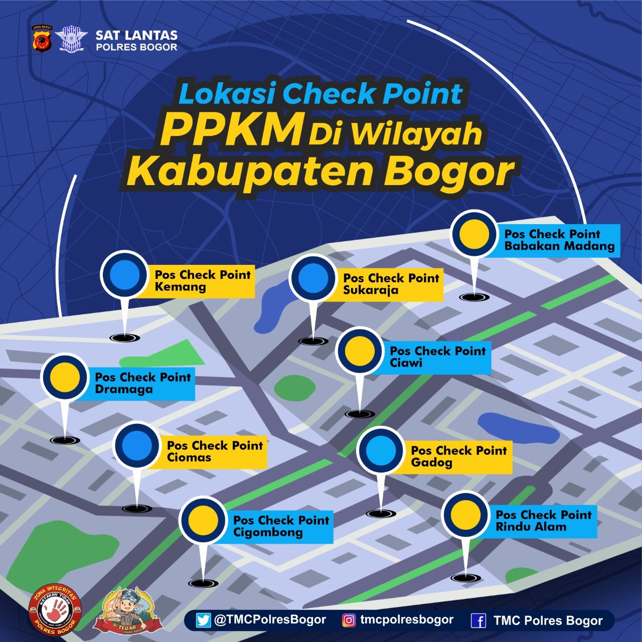 Lokasi Check Point PPKM di wilayah Kabupaten Bogor