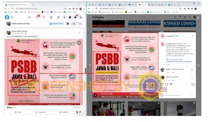 Tangkap layar Grafis PSBB Jawa dan Bali diperpanjang hingga 28 Maret 2021 Hoaks.*