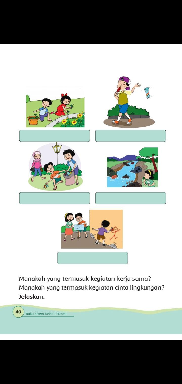 Kunci Jawaban Tema 6 Kelas 1 Halaman 37 38 39 40 41 42 43 Buku Tematik Kegiatan Lingkungan Dan Kerja Sama Metro Lampung News