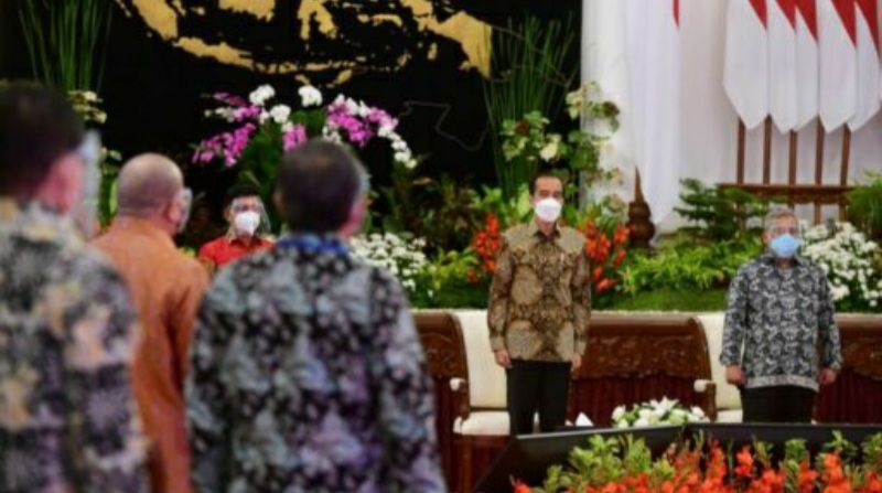 Presiden Joko Widodo hadiri acara Puncak Peringatan Hari Pers Nasional Tahun 2021 dari Istana Negara, Jakarta, pada Selasa, 9 Februari 2021. (Setpres)