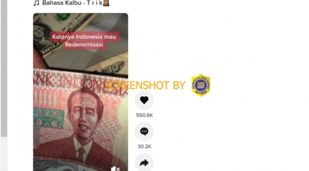 Klaim keliru mengenai beredarnya uang redenominasi pecahan Rp100 bergambar Presiden Jokowi.