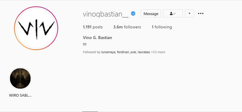 Instagram Vino G Bastian hanya mengikuti akun sang istri, Marsha Timoty