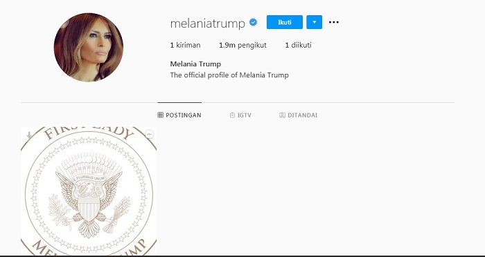 Instagram Melania Trump yang menghapus semua postingan.*