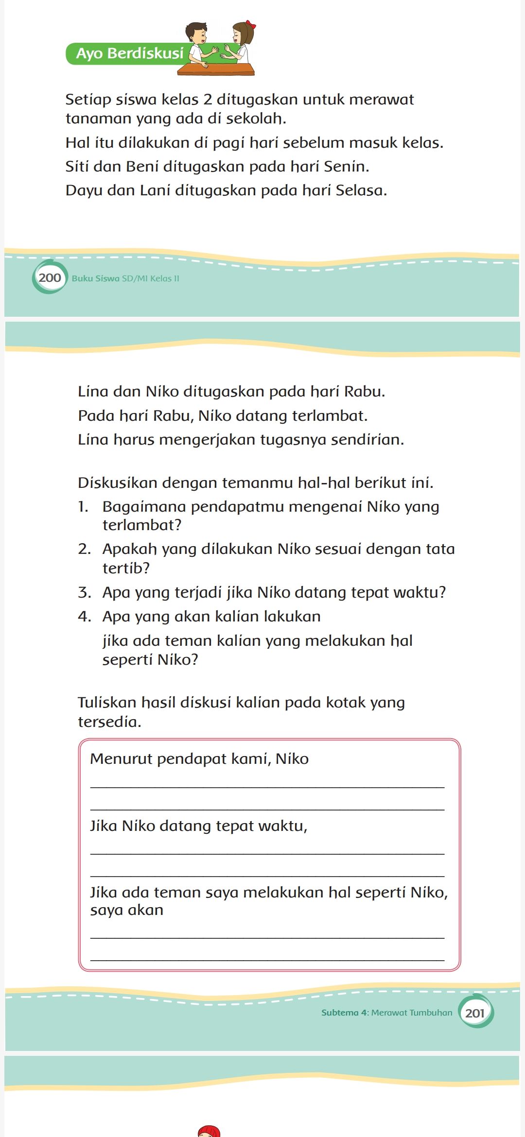 Kunci Jawaban Tema 6 Kelas 2 Halaman 198 199 200 201 Subtema 4 Pembelajaran 5 Tentang Niko Datang Terlambat Metro Lampung News