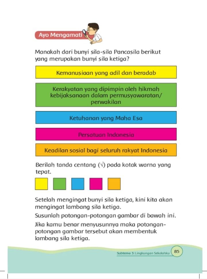 Kunci Jawaban Tema 6 Kelas 1 Sd Halaman 80 81 82 83 84 85 86 87 88 89 Subtema 3 Buku Tematik Mengenal Sila Ke3 Metro Lampung News