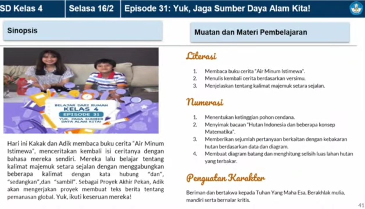 Soal Dan Jawaban Tvri Kelas 4 Selasa 16 Februari Hari Ini Episode 31 Bdr Jaga Sumber Daya Alam Metro Lampung News