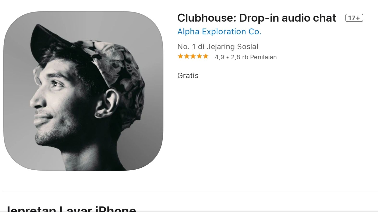 Aplikasi Clubhouse//App Store