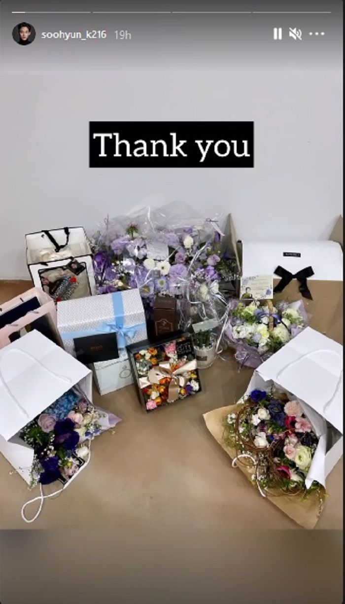 Unggahan Instagram Story Kim Soo Hyun mengucapkan terimakasih kepada penggemar di hari ulang tahunnya. 