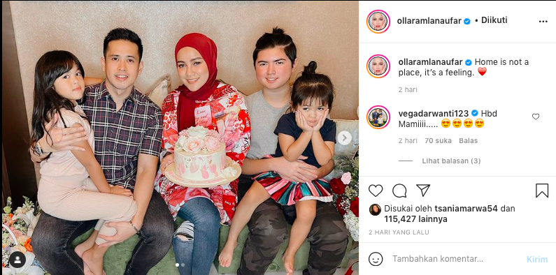 Kejutan ulang tahun yang diterima Olla Ramlan dari suami serta anak-anaknya.*